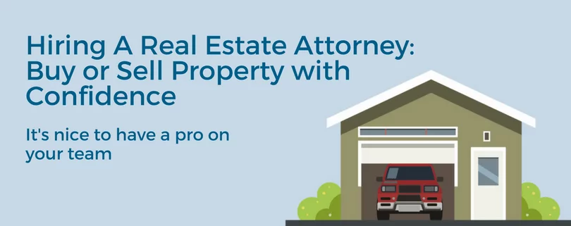 Hiring a real estate attorney banner with house illustration